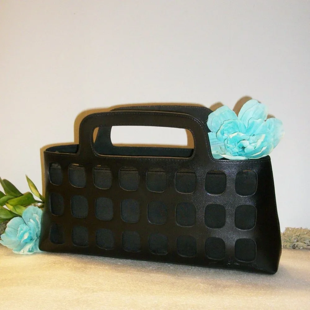 SOLD! Timmy Woods Beverly Hills Collection Black Clutch 14" x 6" Removable Liner - Picture 1 of 13